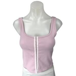 Abercrombie & Fitch Soft A&F Pink Rib Knit Hook & Eye Corset Bustier Tank Top M